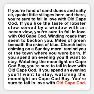 Old Cape Cod (Dark Lettering) Sticker